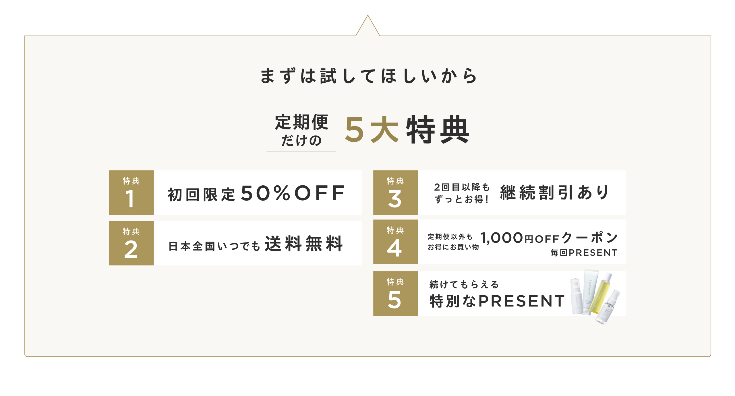 定期便だけの５大特典